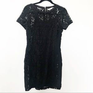 REBECCA TAYLOR Lace Overlay Short Sleeve Dress